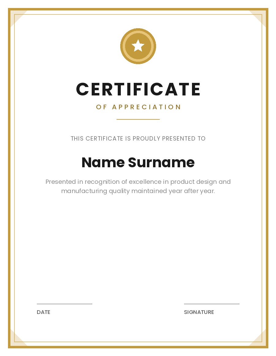 Certificate of Appreciation