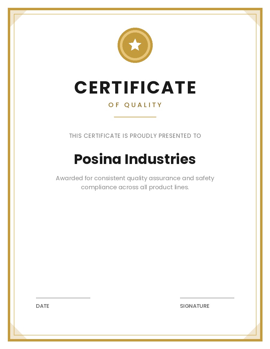 Certificate of Quality
